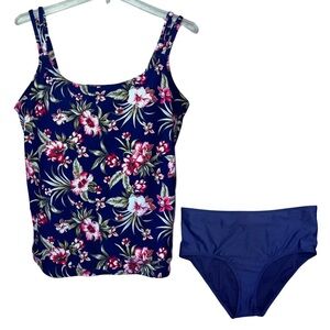 BIRDSONG Hibiscus Bloom Plus Size Flyaway Tankini Size Top 38 Bottom 18W